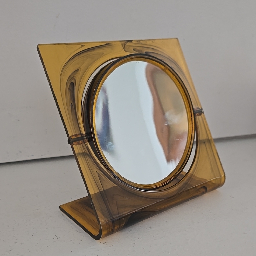 Vintage 1970s bakelite hand table 2 face mirror mirror France lucite